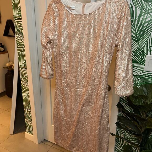 Susana Monaco Sequin Rose Gold Mini Dress, Excellent Condition, Size Small - Picture 3 of 8